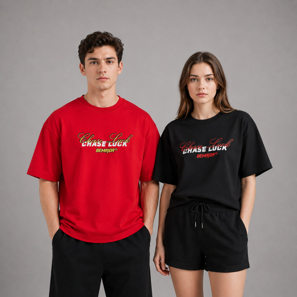BEMAJOR Unisex Chase Luck Oversized Graphic Tee