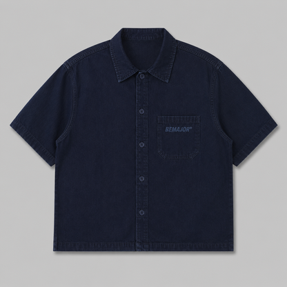 BEMAJOR Men Denim Short Sleeve Shirt | Drip Denim Collection