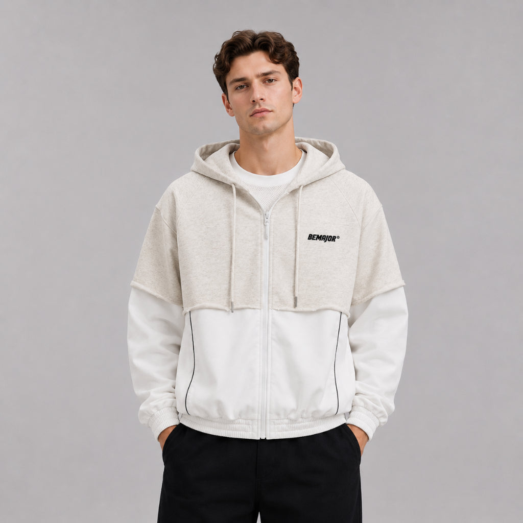 BEMAJOR Men Contrast Oversize Hoodie Jacket