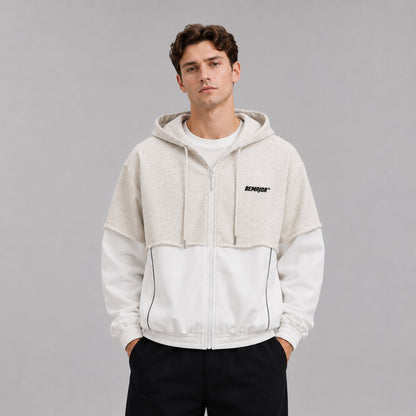 BEMAJOR Men Contrast Oversize Hoodie Jacket