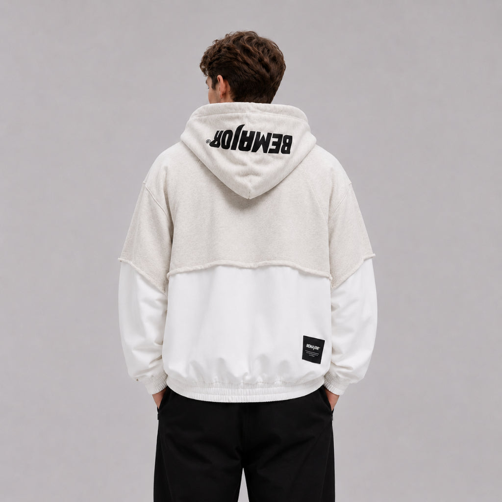 BEMAJOR Men Contrast Oversize Hoodie Jacket