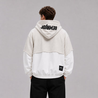 BEMAJOR Men Contrast Oversize Hoodie Jacket