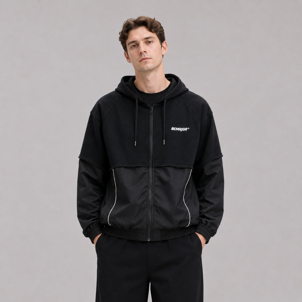 BEMAJOR Men Contrast Oversize Hoodie Jacket