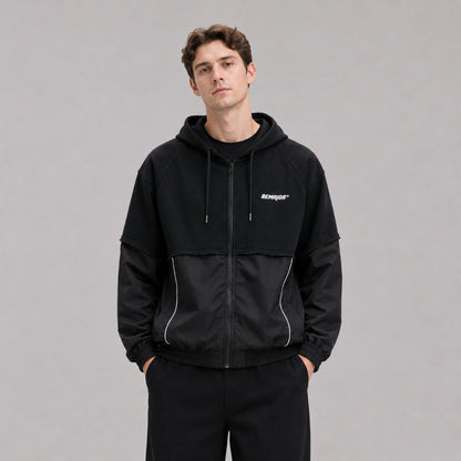BEMAJOR Men Contrast Oversize Hoodie Jacket