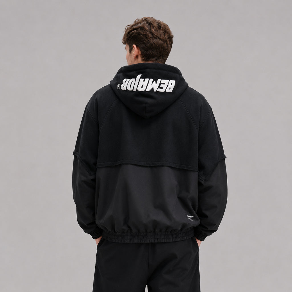 BEMAJOR Men Contrast Oversize Hoodie Jacket