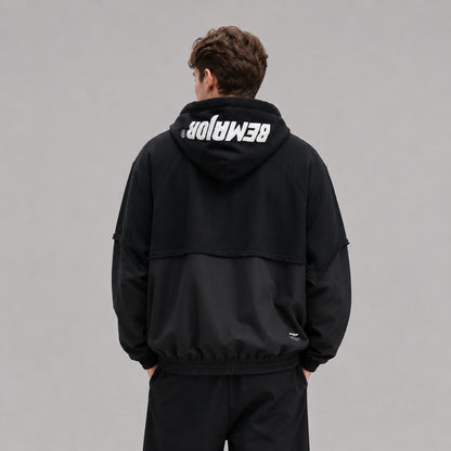 BEMAJOR Men Contrast Oversize Hoodie Jacket