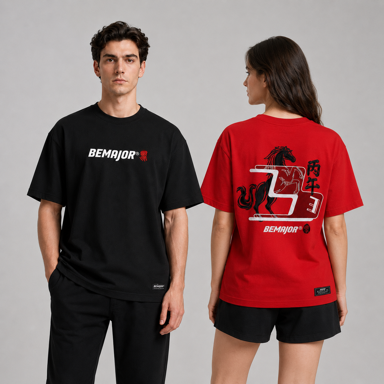 BEMAJOR Oversize Short Sleeve Graphic Tee Men | CNY Collection