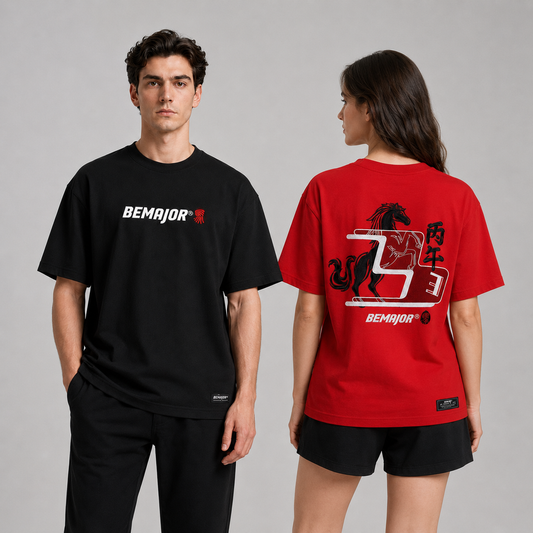 BEMAJOR Oversize Short Sleeve Graphic Tee Men | CNY Collection