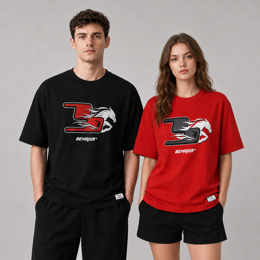 BEMAJOR Oversize Short Sleeve Graphic Tee Men | CNY Collection