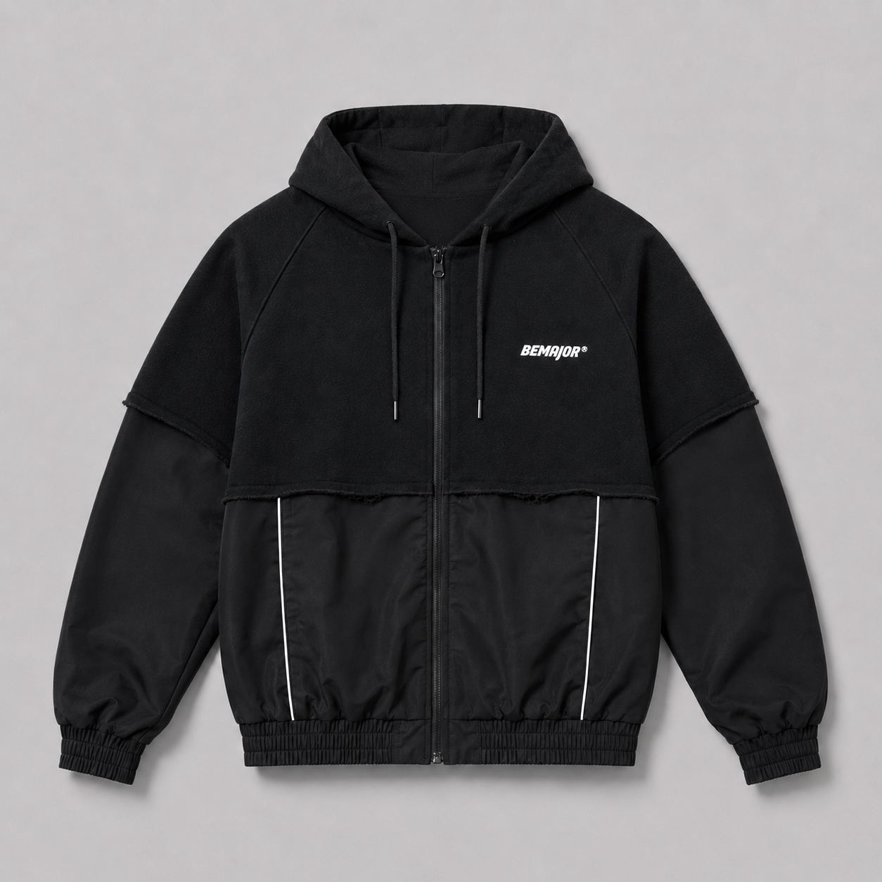 BEMAJOR Men Contrast Oversize Hoodie Jacket