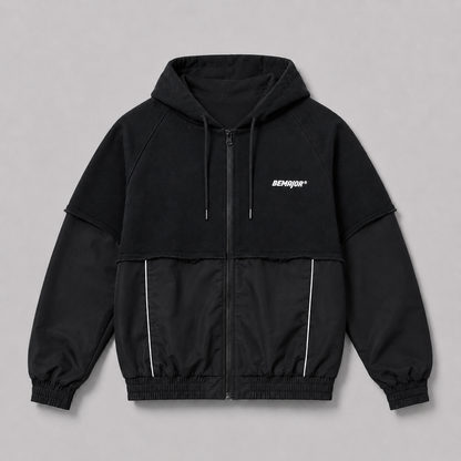 BEMAJOR Men Contrast Oversize Hoodie Jacket