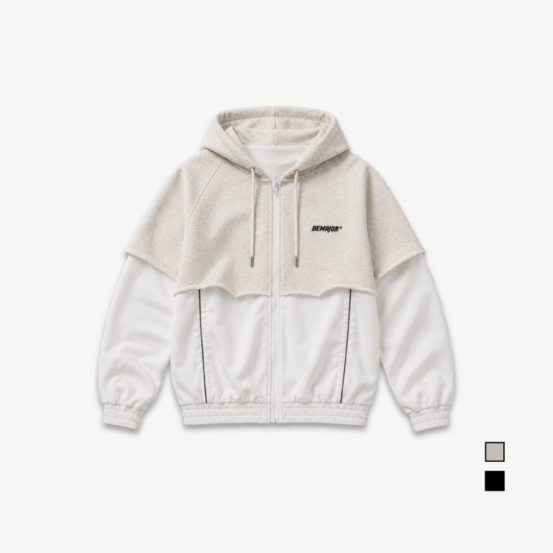 BEMAJOR Men Contrast Oversize Hoodie Jacket