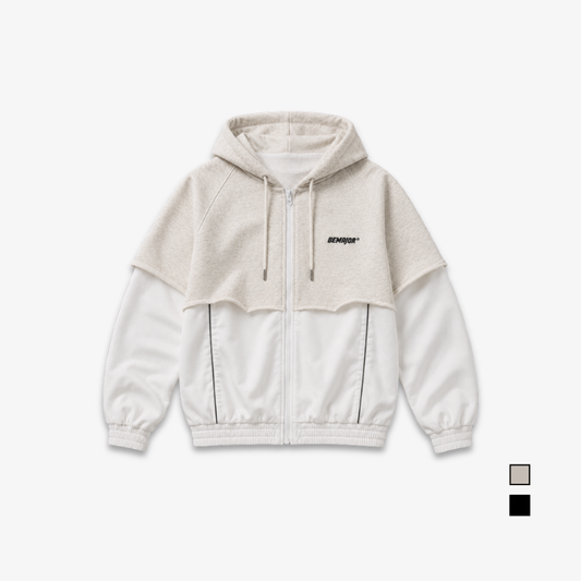 BEMAJOR Men Contrast Oversize Hoodie Jacket